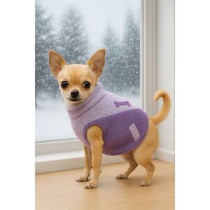 Purple Fleece Dog Coat Vest Bone‎ Accent Small